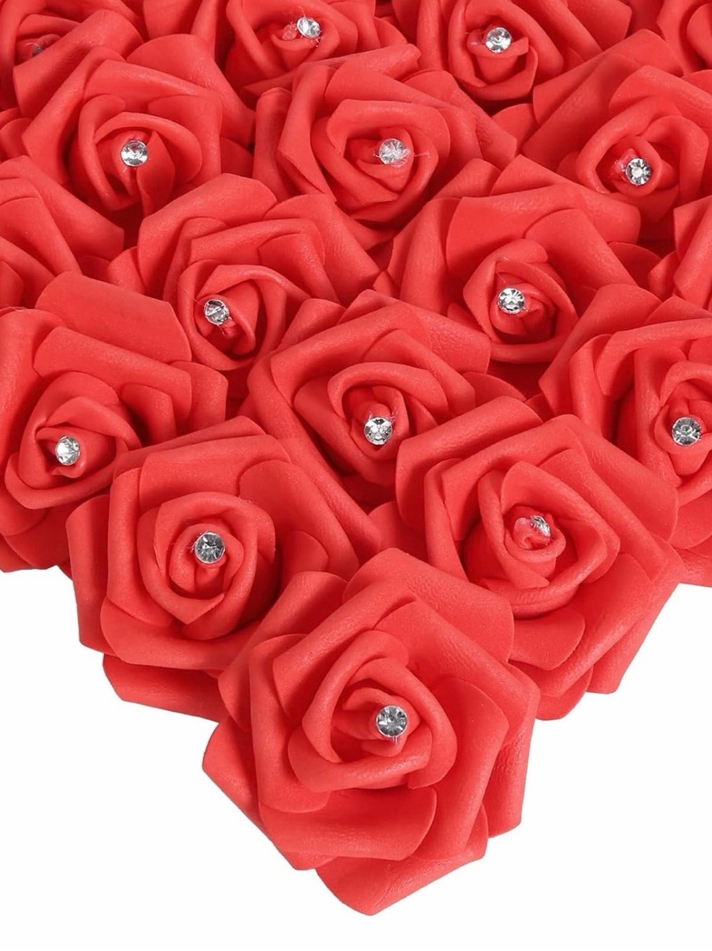 99 Burgundy Red Rose Foam Flowers with Rhinestone Accent